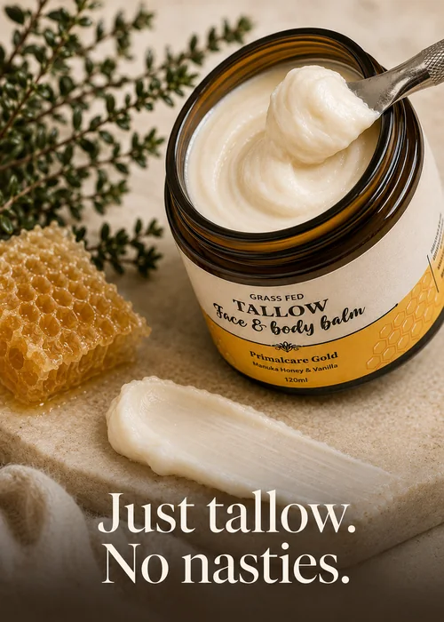 Whipped tallow balm texture — grass-fed, no nasties