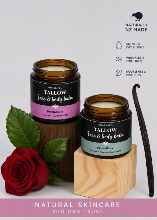 Unwhipped tallow balm — Vanilla Rose and Natural side by side